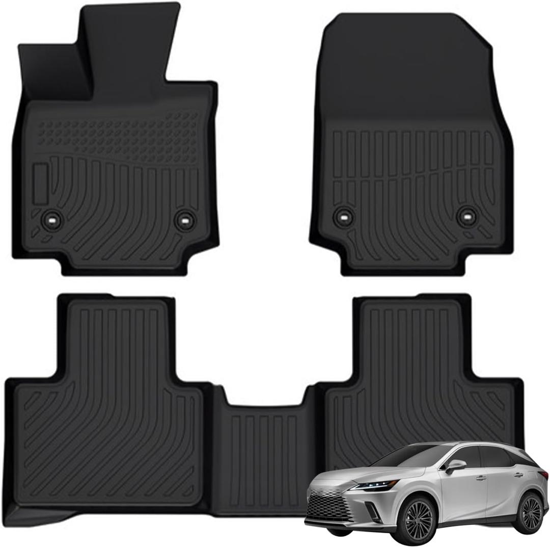 Priprilod Floor Mats Custom Fit for Lexus RX350 RX350h RX500h 2023-2026 | NOT for RX450h+ PHEV,All Weather TPE Floor Liners 1st & 2nd Row 3PCS Waterproof Non-Slip Odor-Free, Passenger Car