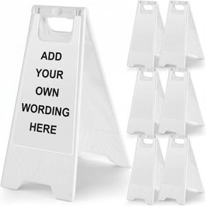 6 Pack 24" Height Blank Floor Sign White A-frame Foldable Caution Sign Write-On Double Sided Safety Warning for Pool Restaurant Restroom Office, 24 x 11. 6 Inch