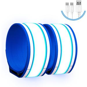 Fokia Kunbio Light Up LED Armband for Running Walking at Night,Reflective Arm Bands for Runners,Rechargeable Jogging Lights,High Visibility Night Running Safety Gear Adjustable Running Women Men Kids
