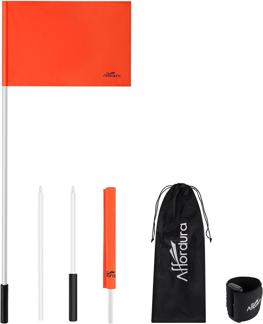 Affordura Water Ski Flag 48 Inch Orange Boat Flag 3 Sections Skier Down Flag Boat Safety Flag with Flag keeper and Storage Bag