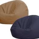 Sliner 2 Pcs Stuffed Animal Storage Bean Bag Chair Cover for Kids Adults (no Filler) Large Stuffable Zipper Beanbag Cover for Organizing Plush Toys or Memory Foam(Coffee and Navy Blue, Small)