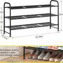 LINZINAR Shoe Rack 3 Tier Long Metal Shoe Organizer for Closet Entryway Black