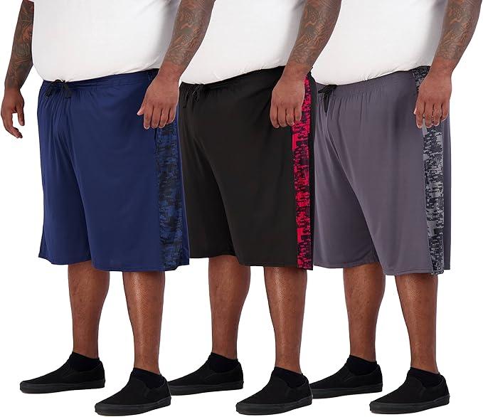 3 x  Real Essentials Men's Big & Tall 3-Pack Dry Fit & Mesh Active Athletic Perfomance Shorts (5X)