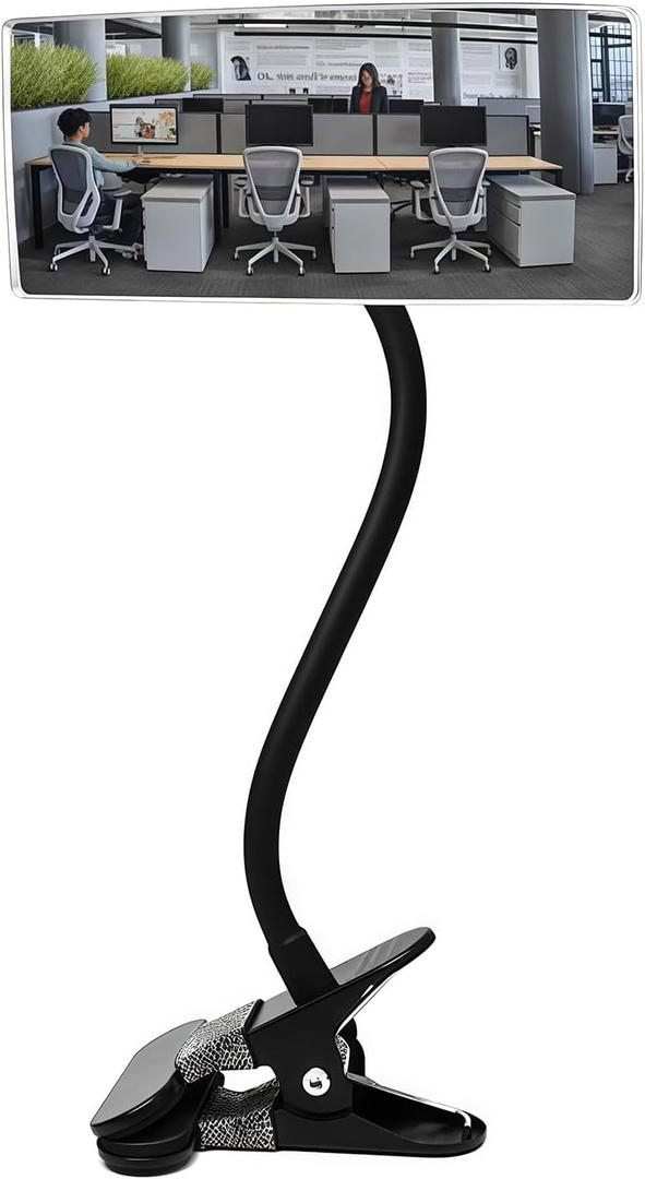 Adjustable Clip-On Wide Angle Security Mirror, Rear View Privacy for Office Desks & Cubicles - 6.7"x3" 1PCS