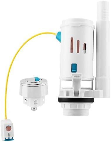 Toilet Dual Flush Valve with Push Button, Toilet Flush System Replacement Adjustable Universal 2" Outlet 280mm Cable Cistern Flush Replacement