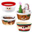 Youyole 4 Pieces Christmas Basket for Gifts Woven Bamboo Xmas Round Gingerbread Basket Small Santa Claus for Christmas Party Supplies Gift Snack Storage (Cute)