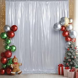 10x10ft Laser Silver Sequin Backdrop Curtain Panels for Parties, Wrinkle Free Glitter Photo Backdrop Drapes 2 Panels Shimmer Back Drop Cloth for Wedding Birthday Christmas Photography Background