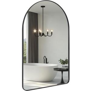 ANDY STAR Arched Mirror, Black Bathroom Mirror in Stainless Steel Metal Frame, Arch Top Rounded Corner 1 Inch Deep Set Design Wall Mount Hangs Vertical