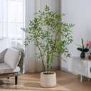 4.6ft Faux Bamboo Tree Artificial Nandina Tree Artificial Indoor Plants Realistic Fake Potted Tree with 800+ Leaves, Cement Planter - Home Office Decor Perfect for Housewarming Gift Non-Toxic