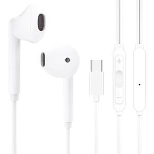 USB C Headphones for iPhone 17 16 15, Wired Headphones USBC for iPad Pro Air Mini, iPad 10th, MacBook, Type C Earbuds for Samsung, Google Pxiel, Earphones for Lenovo, Dell, Microphone, Volume Control (White)