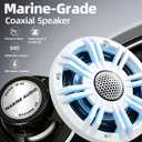 5.25" 600W Marine Speakers, IP66 Waterproof Boat Stereo Speakers with LED Lights, 2-Way Coaxial Audio, Y35 Woofer, UV & Salt Spray Resistant (Pair, White)