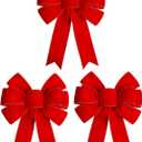 3 Packs Red Christmas Bows Large Velvet Bow for Wreaths, Tree, Outside Decorating, Outdoor (12 * 14 inch)