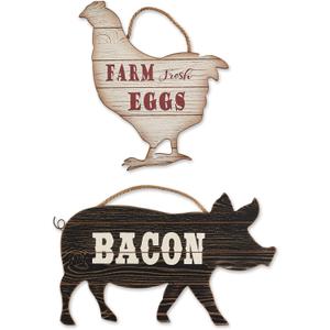 DII Farmhouse Wall Art Sign, Chicken and Pig, 2 Piece DII Farmhouse Wall Art Sign, Chicken and Pig, 2 Piece