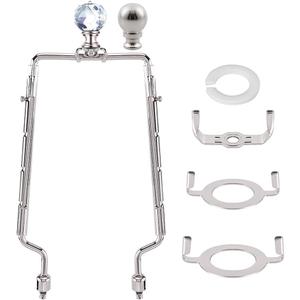 8 9 10 11 inch Nickel Lamp Shade Harp Holder, Adjustable Height Harp Kit with Crystal & Metal Finial, DIY Replacement Making Repair Lampshade Bracket E14 E26 E27 Adapter Base Table Floor Light