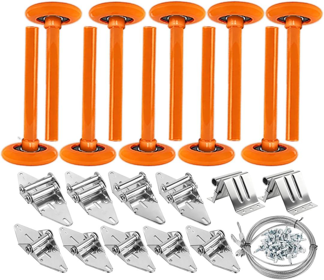 Garage Door Hardware Kit, Roller/Hinge/Top Bracket/Wire Rope, 2" Garage Door Roller Nylon Layer Stem for 7' Height Garage Doors
