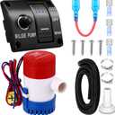 Boat Bilge Water Pump 12v 24v 3 Way Switch Panel 1-1/8 Inch Dia Bilge Pump Plumbing Kit with Hose Plumbing Installation Kit for Boat Accessories(1100gph, 15a)