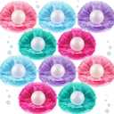 10 Pcs Mermaid Table Centerpiece Mermaid Birthday Honeycomb Centerpieces Under The Sea Party Table Mermaid Colorful Shell Pearl Decoration for Mermaid Theme Birthday Baby Shower Party