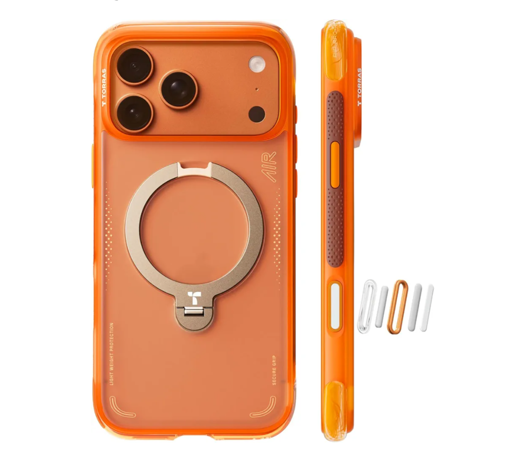 TORRAS Ostand Q3 Air for iPhone 17 Pro Case 6.3'' with Stronger Magnetic Stand, Fit for Magsafe, Airbags Miltary Protection, Camera Control for iPhone 17 Pro Case, Shockproof & Stylish, Horizon Orange