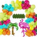 146Pcs Tropical Aloha Balloon Arch Garland Kit with Flamingo Palm Tree Bright Color Balloons for Hawaiian Luau Summer Party Baby Shower Birthday Decorations