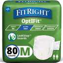 FitRight Ultra Heavy Absorbency Adult Diapers for Men & Women, Waist Size: Medium 32-44 inches, OptiFit Incontinence Disposable Briefs with Leak Protection for Seniors, 80 Count (M)