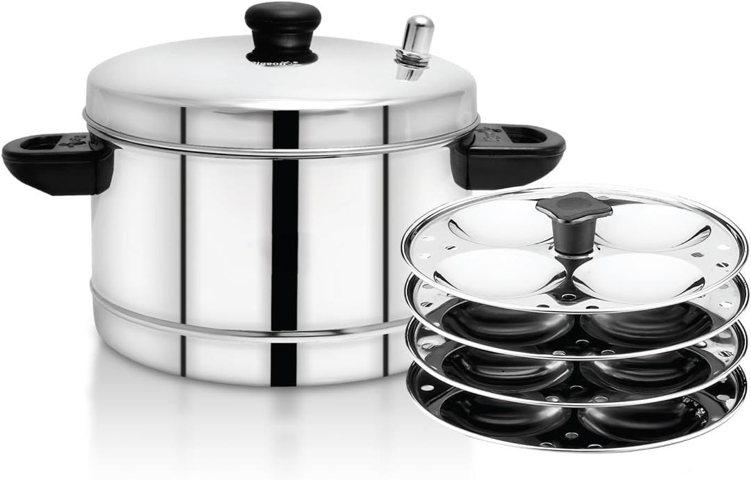 Idli maker Idli cooker idly stand idli steamer idli maker stainless steel (4 plates 16 idlis) in one time Kitchen item Export Quality (pack of 1)