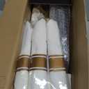 Hioasis 175pcs Blue Gold Plastic Plates - Gold Plastic Dinnerware Set Includes 25 Dinner Plates, 25 Dessert Dinnerware, 25 Cups, 25 Napkins Perfect for Wedding & Party