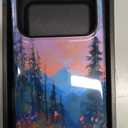 LUHOURI for iPhone 17 Pro Case, Wireless Charging Compatible, Dual-Layer - Soft Silicone Inner + Hard Outer Shell, Cute Wildflower Design, Protective Phone Cover for Women - Twilight Mountain Floral