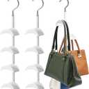 Purse Hanger Organizer for Closet 2Pack, Hanging Bag Holder, with 4 Hooks, Hanging Organizer for Handbag Keeping Purses, Storage Hook Backpack Rack Space Saving Hanger