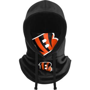 NFL Team Logo Black Drawstring Winter Cap Hooded Gaiter Balaclava Face Cover (One Size)