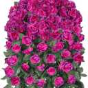 Artificial Geraniums Flowers Fake Hanging Baskets for Spring Outdoor Decor, Faux Hanging Plants Outdoors in Planter Silk Vines UV Resistant Look Real for Outside Garden Balcony Patio Porch, Fuchsia