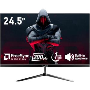 Gawfolk 24.5 Inch PC 200Hz Gaming Monitor, FHD 1080p screen, Built-in speakers,1ms without Bezel, freesync, 99% sRGB, 178 Angle View, HDMIDisplayPort, Compatible with wall mounting 75*75MM - Black