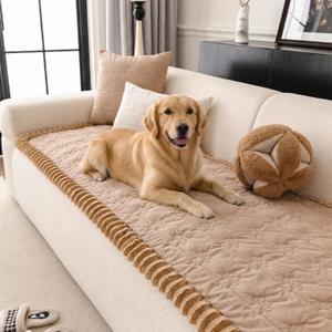 FUANGUI Couch Covers for Dogs Washable, Sofa Cover with Straps for 3 Cushion Couch,Non-Slip Pet Couch Protector for Sectional & Leather Sofa, 1PC (Khaki, 27.6" x 70.9")