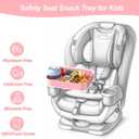 Car Seat Snack Tray for Kids, Mess-Free Square Travel Tray Cup Holder Snack Tray, Durable Car Food Tray for Toddlers, Universal Fit Kids Travel Road Trip Essentials (1, Pink)