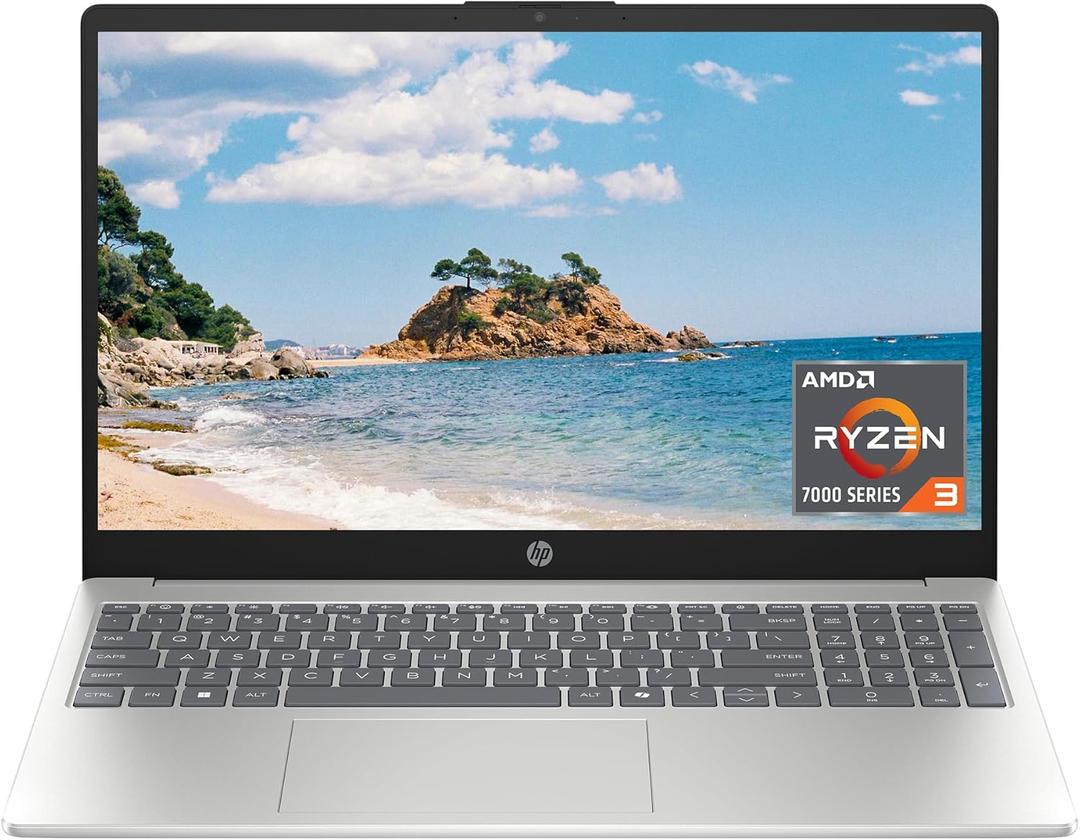 HP 15.6 inch Laptop, HD Touchscreen Display, AMD Ryzen 3 7320U, 8 GB RAM, 128 GB SSD, AMD Radeon Graphics, Windows 11 Home in S Mode, Natural Silver, 15- fc0099nr