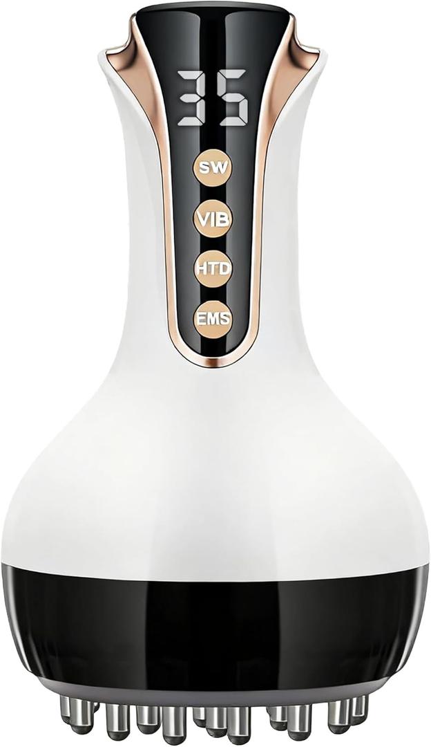 35-Speed Lymphatic Drainage Massager for Body Sculpting - 3-in-1 Anti-Cellulite Massage Device with Vibration, Heat & Microcurrent - Deep Tissue Skin Renewal Tool for Stomach, Arms & Thighs