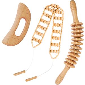 3Pcs Wood Therapy Massage Tools Lymphatic Drainage Massager Wooden Massager Body Sculpting Tools for Maderoterapia,Anti-Cellulite,Pain Relief(3-in-1 Massager)