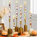 Nuanchu 6 Pcs Thanksgiving Flameless Taper Candles 10.6" LED Fall Candle Sticks Maple Leaf Battery Operated Taper Candles Flickering for Autumn Thanksgiving Harvest Dinner Table Home Party Decor