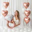 Rose Gold Bridal Shower party decorations pearl White balloons Bridal Veil BRIDE TO BE Balloons Sash with Diamond Ring Heart Champagne Balloons Bridal Veil for Bachelorette Party Supplies