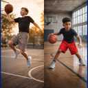 Pro Athlete Boys Basketball Shorts - 4 Pack Athletic Gym Shorts with Elastic Waistband & Zipper Pockets for Workout & Running