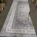 Grey Floral Area Rug 12x6 Ft 
Machine Washable, Non-Slip, Stain Resistant