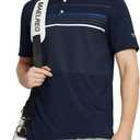 M MAELREG Golf Shirts for Men Short Sleeve Regular Fit Moisture Wicking Performance Casual Striped Print Mens Polo Shirts (M)