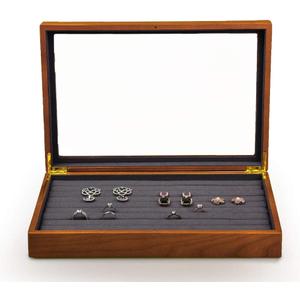 Oirlv Solid Wood Jewelry Display Box Rings Earrings Organizer Case with Acrylic Lid Vintage Gift for Women
