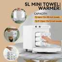 Towel Warmer 5L-White, 2-in-1 Professional Mini Small Hot Towel Warmer for Spa, Facial Towel Cabinet for Solo Estheticians, Small Salons & Home Spa (Fits 10-15 Towels)