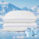 Shredded Memory Foam Pillows - Queen Size Set of 2, Adjustable Cooling Summer Pillows for Hot Sleepers with Washable Cover, Winter Soft Dual-Sided Design for Back Sleepers (White)