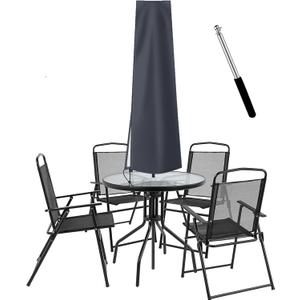 OKPOW Outdoor Umbrella Cover - Small Patio Cover for 6 ft to 9 ft Table Umbrellas - Waterproof Windproof Anti-UV Garden Parasol Covers, Dark Grey
