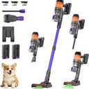 Cordless Vacuum Cleaner, 120Mins Runtime with 2 Batteries, 500W 40KPa Vacuum Cleaners for Home, Green Light Anti-Tangle Brush & Wall Mount Charging, Lightweight for Pet Hair Carpet Hard Floors