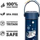 Elemental Water Bottles for Kids - Splash Kids Water Bottle for School with Fun Charm Handle - BPA Free Tritan Plastic Bottle with Straw Leak Proof When Spout is Closed - 18oz - Shark Friends