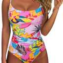 SUUKSESS Women One Piece Tummy Control Swimsuit Crisscross Backless Bathing Suit (M)