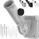Flag Pole Holder, Outside House Flag Pole Bracket, Heavy Duty Metal Flag Mount, Aluminum Alloy Mounting Brackets, Outdoor Adjustable Flag Holder- Strong Rust Free, Multi-Position 1 inch Silver