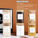 CZZGSM 5 Pack Square Kitchen Storage Jars with Airtight Bamboo Lids and 132 Pantry Labels - 35oz Glass Canisters With Wood Lids - Food Storage Containers for Coffee, Cookie, Tea, Spice, 11 Inches X 10 Inches